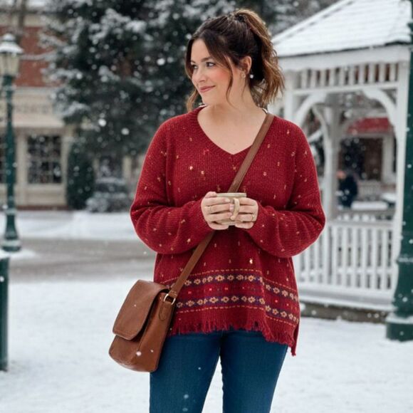 VTG Size 2X Villager Sport Woman Oversized Red Sweater - Picture 1 of 4